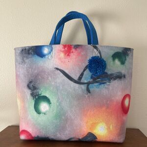 Punctuate Barnes & Noble Heavyweight Felt XL Tote Bag Christmas Lights Snow